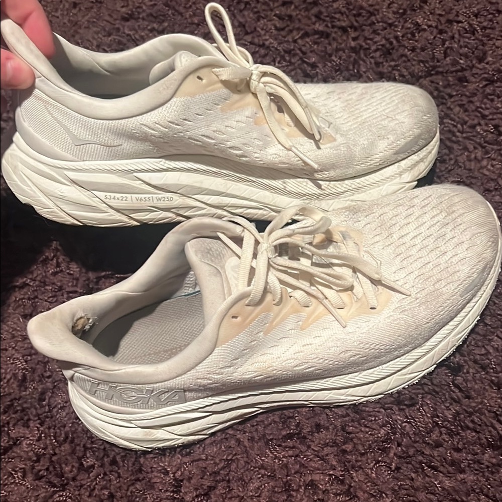 Hoka White Sneakers with Cushioned Support and Breathable Design